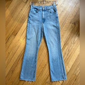 MOTHER The Hustler High Waist Frayed Ankle Bootcut Jeans Size 26